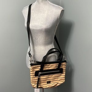 FOSSIL handbag or crossbody purse black and tan bag